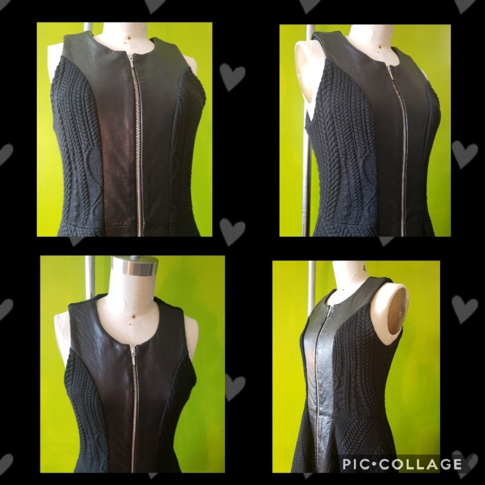 Nicholas Leather Panel Zip Front Knit Dress - Picture 3 of 7